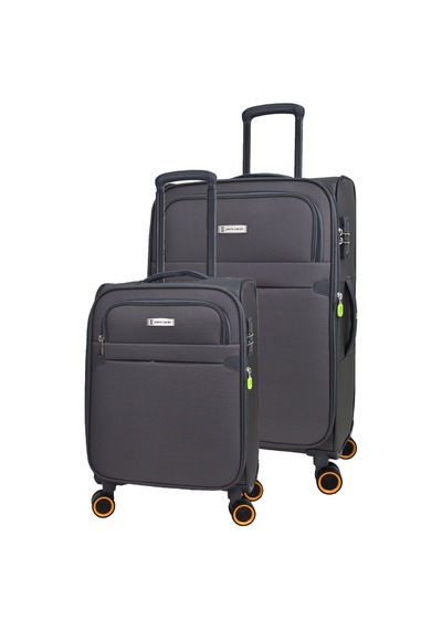 Pierre Cardin Ultra Light Hafif Lüx Kumaş 2'li Valiz Seti Büyük Boy - Kabin Boy Gri PC6000