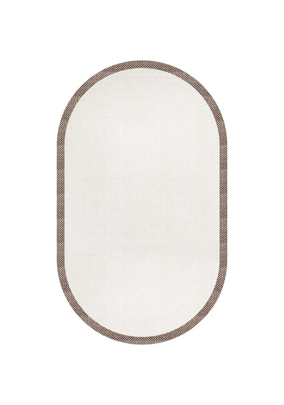 Natura Sisal Hasır Görünümlü Çerçeveli Oval Halı Ntr03 Kahve-krem