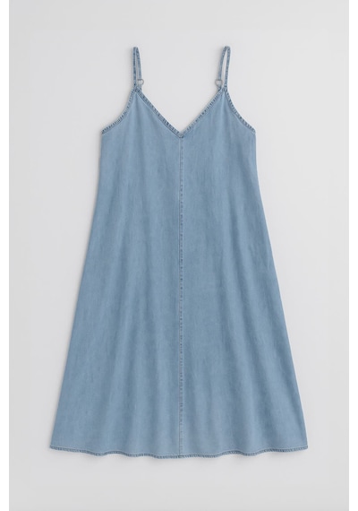 Banny Jeans Kadın İnce Askılı Jean Elbise 001 Mavi S