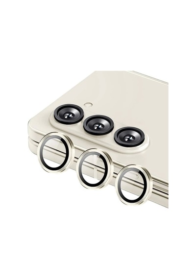 Galaxy Uyumlu Z Fold 5 Valdez Metal Kamera Lens - Krem Düz Renkli