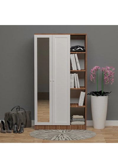 Nida 2 Kapılı 1 Raflı Aynalı Gardırop Membran Kapak Mdf Beyaz Nida 2 Kapılı 1 Raflı Aynalı Gardırop Membran Kapak Mdf Beyaz