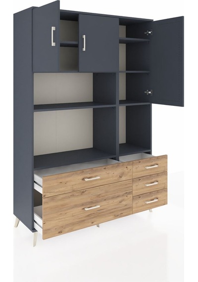 Hyperion Dolap 8 Raflı 5 Çekmeceli 3 Kapaklı 132x44x195 Antrasit-antrasit/çam Antrasıt/atlas Çam Hyperion Dolap 8 Raflı 5 Çekmeceli 3 Kapaklı 132x44x195 Antrasit-antrasit/çam Antrasıt/atlas Çam