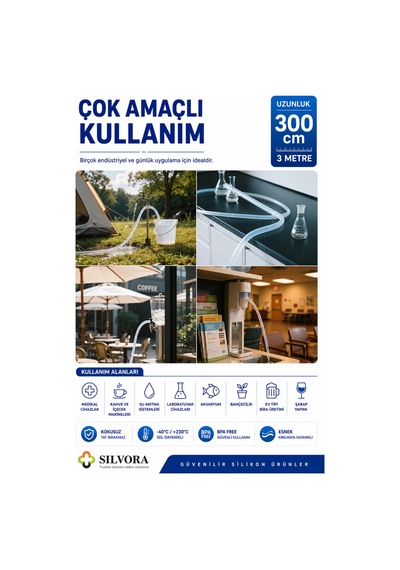 %100 Silikon Hortum 3x6 Mm-iç Çap 3 Mm-dış Çap 6 Mm-3 Metre-gıda Temasına Uygun, Şeffaf, Esnek - 908183141