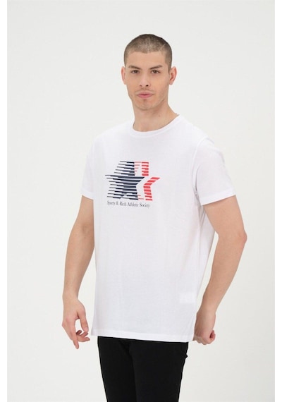Rich Erkek Basic T-shirt %100 Pamuk Tişört Beyaz