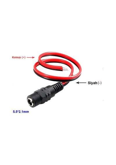 Güvenlik Kamerası Dişi Power Jack Kablo 30Cm Bakır 10 Adet