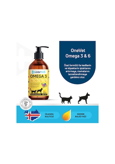 Onevet Omega 3 Kedi ve Köpekler İçin Deri ve Tüy Sağlığı Destekleyici Balık Yağı 250 Ml