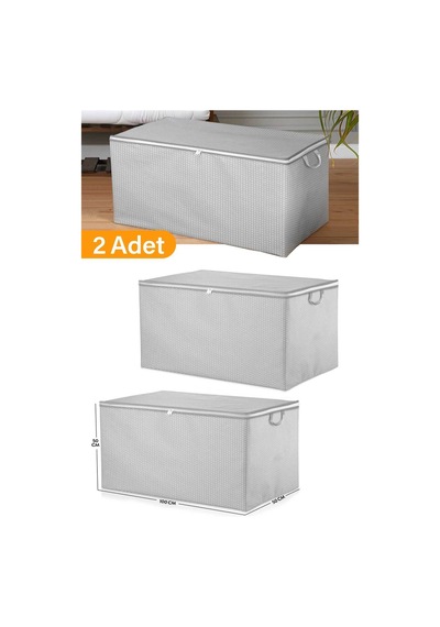 2 Adet - Mega Boy Gri Benekli Yorgan Hurcu - 100x50x50 Cm Polipropilen 75 X 45 Gri Diğer