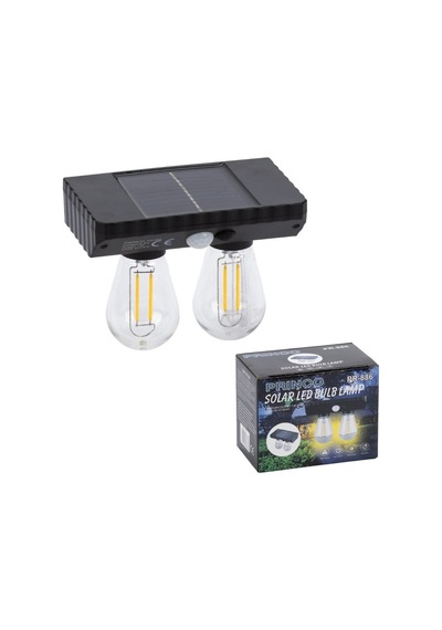 Sensörlü Solar İkili Led Ampul Lamba - Çift Başlıklı - Güneş Enerjili Aydınlatma Sarı