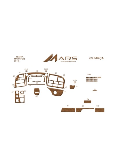 Mitsubishi Temsa Maraton 2015- Torpido Kaplama 69 Parça Açık Meşe