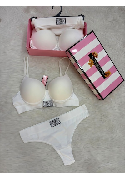 Victoria's Secret Victoria"s Secret Push Up Set Alt Üst Dolgulu Sütyen Ve Külot Takım 2"li Set Beyaz