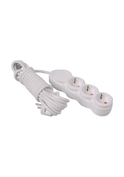 3lü 2 Metre Grup Priz Uzatma Kablosu, Çocuk Korumalı, Klemensli Topraklı Priz - 3500 Watt, 16 Amper, 250 Volt, Beyaz Renk 2 Metre