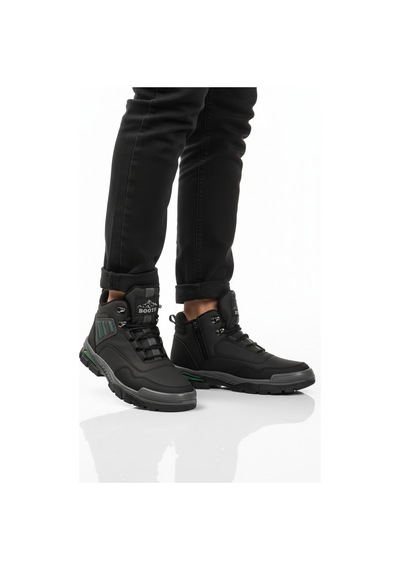Siyah Yeşil Kaymaz Taban Fermuarlı Unisex Outdoor Bot 444 G Siyah-yeşil