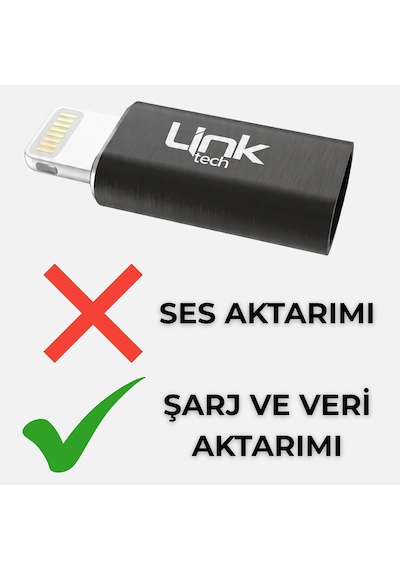 Linktech Type-c To Lightning Dönüştürücü Adaptör, Usb 3.1 Hızlı Şarj 3a Ve 5 Gbps Veri Aktarımı, İphone Ve İpad Uyumlu Kompakt Şarj Çevirici Siyah