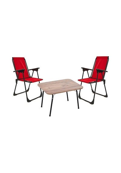 Exent 45x60 Katlanır Masa + 2 Adet Kamp Sandalyesi, Çift Dikişli 120 Kg Kapasiteli-2kır-atl Çok Renkli