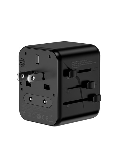 Wiwu Wi-ua012 Çoklu Universal Tr/us/uk/aus/eu Uyumlu Seyahat Şarj Adaptörü 12w Siyah