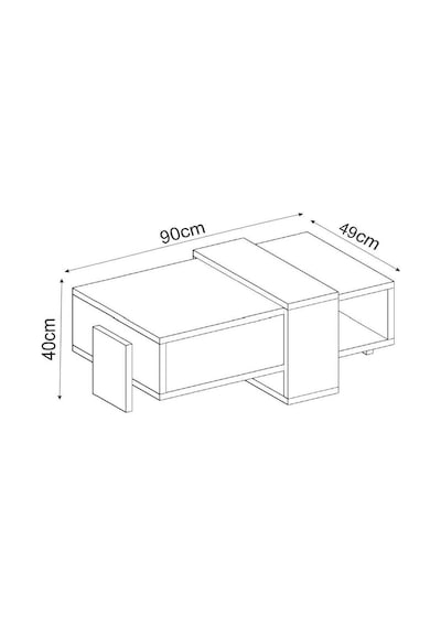 Meleni Orta Sehpa 90 Cm Modern Tasarım Raflı Traverten/ceviz