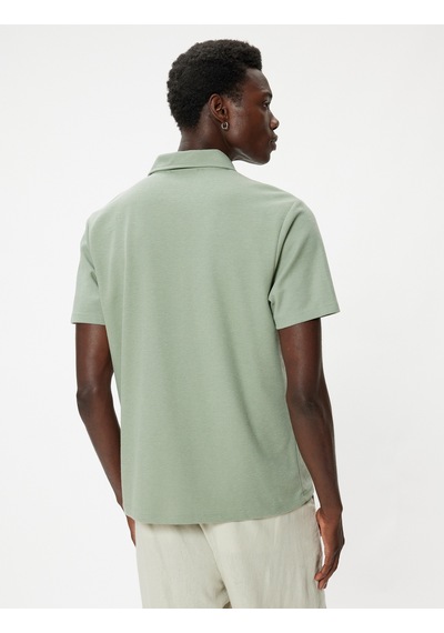Koton Polo Yaka Tişört Slim Fit Kısa Kollu Pamuk Karışımlı Yeşil 4sam10360mk Yeşil