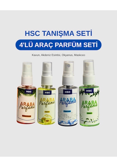 4'lü Araba Parfümü Seti - 50cc Sprey Ferahlatıcı Taşınabilir Araba Parfümü Seti 200 ML