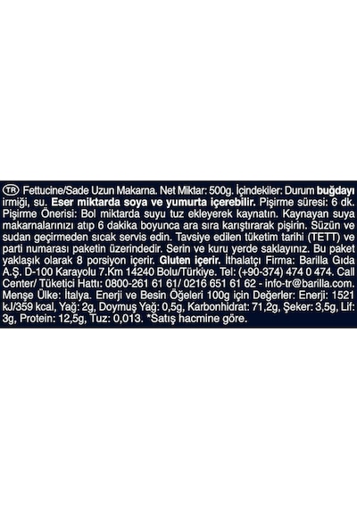 Barilla Fettuccine Fettucini Makarna 3 x 500 G