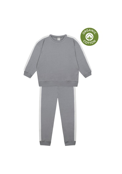 Denokids Organik Gri Beyaz Erkek Çocuk Eşofman Takımı
