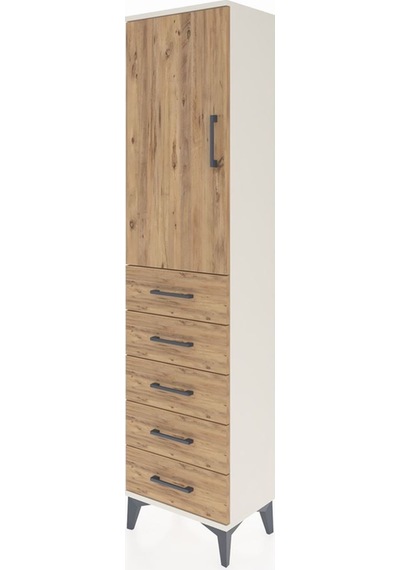 Arges Dolap 2 Raflı 5 Çekmeceli Tek Kapaklı 44x30x182 Aytaşı-çam Aytaşı