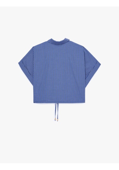 Koton Pamuklu Düğmeli Beli Bağlama Detaylı Kısa Kollu Oversize Kareli Crop Gömlek Mavi Ekose 6sak60289pw Koton Pamuklu Düğmeli Beli Bağlama Detaylı Kısa Kollu Oversize Kareli Crop Gömlek Mavi Ekose 6sak60289pw