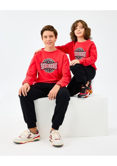 Skechers B Crewneck Sweatshirt Büyük Erkek Çocuk Kırmızı Sweatshirt Sk2520017-3449 Kırmızı