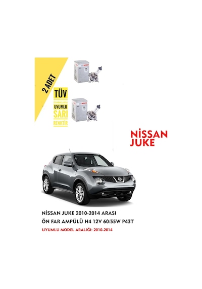 Nissan Juke 2010-2014 Arası Ön Far Ampül Takımı 2 Adet