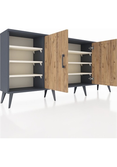 Arges Konsol 9 Raflı 2 Kapaklı 176x30x83 Antrasit-çam/aytaşı Çam/aytaşı Arges Konsol 9 Raflı 2 Kapaklı 176x30x83 Antrasit-çam/aytaşı Çam/aytaşı