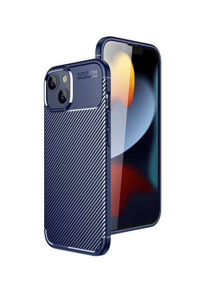 Apple İphone 15 Kılıf Auto Focus Karbon Kapak - Lacivert