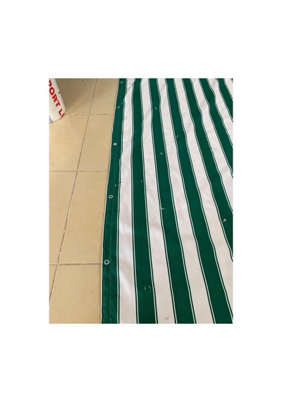 Özel Ölçülerinizle Kuşgözü Kapsüllü Balkon Brandası 300 Gr Pamuklu Kumaş Yeşil Beyaz