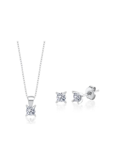 Vog 0.75 Karat Effective Diamond Markiz Esinti İkili Tektaş 925 Ayar Gümüş Set