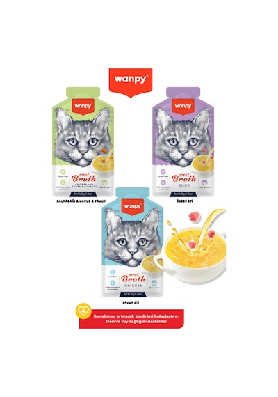 Karışık Aromalı Tahılsız Kedi Çorbası 50gr X 6 Adet Sıvı Kedi Ödülü 3 Çeşit