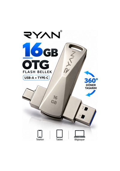 16 Gb Otg Flash Bellek Type-c Usb Bellek Usb 3.0 Çift Girişli 2in1