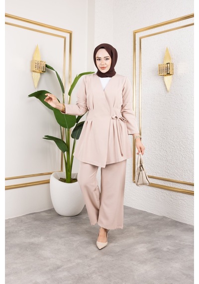 Unika Boutique Kadın İkili Tesettür Takım Bejj
