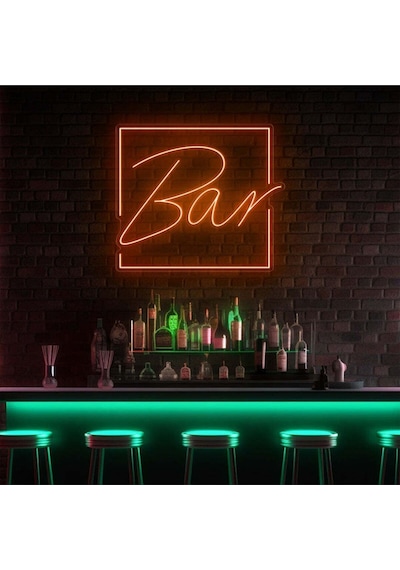 Bar Yazılı Neon Tabela Turuncu