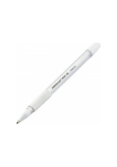 Neon Jel Kalem 1.0 Mm Beyaz Yuvarlak Tasarım Ergonomik Tutuş Isviçre Elmas Uçlu 12 Li Paket
