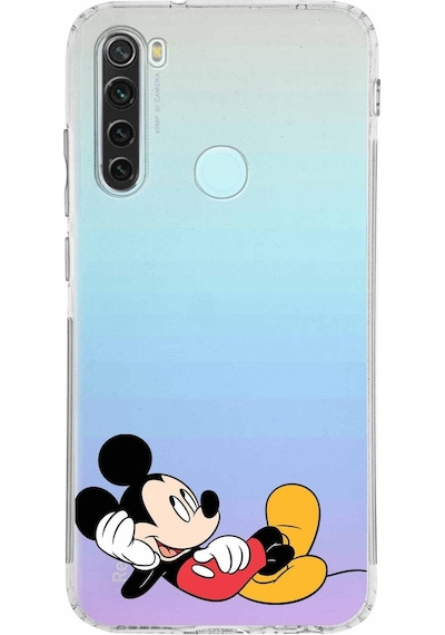 Xiaomi Redmi Note 8 Kamera Korumalı Kapak Mickey Mouse Tasarımlı Şeffaf Kılıf Şeffaf