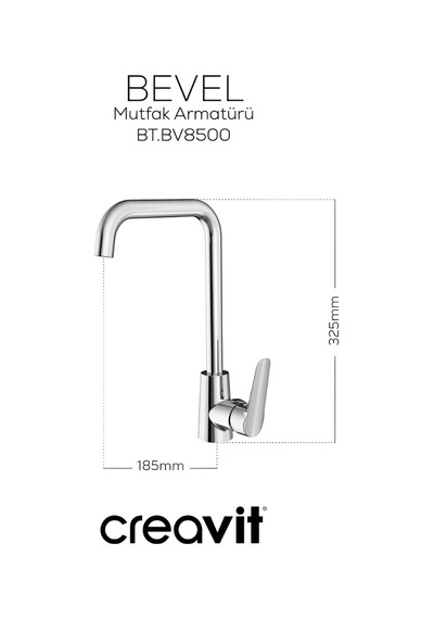 Creavit Bevel Lavabo Banyo Eviye Bataryası 3'lü Set BV1500-BV2500-BV8500 Krom
