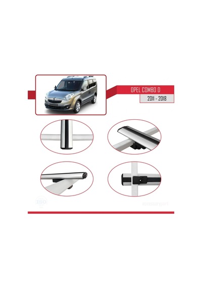 Opel Combo D 2011-2018 Arası İle Uyumlu Basic Model Ara Atkı Tavan Barı Gri 3 Adet