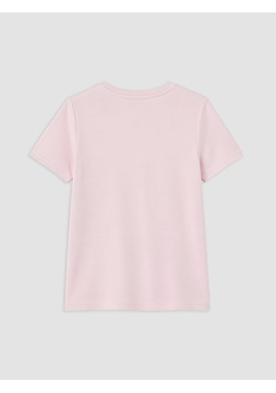 Lcw Everyday Pembe Bisiklet Yaka Nakışlı Kadın Tişört