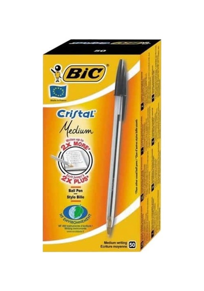 Bic 847897 50 Li Cristal Medium Siyah Tükenmez Kalem