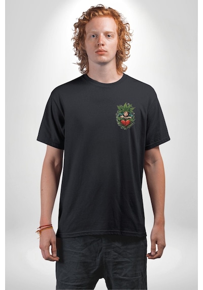 Kalp Parmak Kız Yeşillik Mutluluk Siyah Oversize Unisex Ön Sol Yan Minimal Baskılı Tişört Koyu Siyah Kalp Parmak Kız Yeşillik Mutluluk Siyah Oversize Unisex Ön Sol Yan Minimal Baskılı Tişört Koyu Siyah