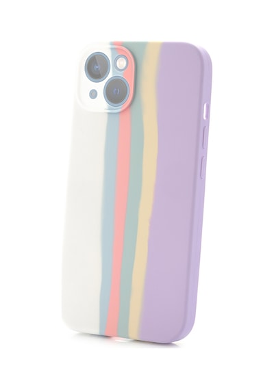 Apple Uyumlu iPhone 12 Pro Max Kılıf Gökkuşağı Rainbow Lansman Silikon-leke Tutmayan Yüzey-tam Koruma Mor