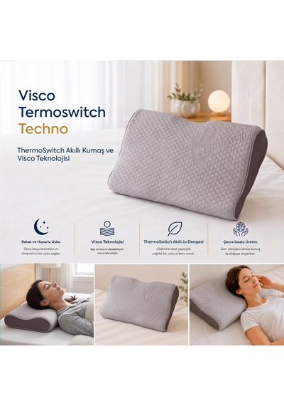 Homedius Visco Termoswitch Techno Boyun Destekli Premium Visco Yastık 54x30 Cm Beyaz