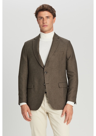AC&Co / Altınyıldız Classics Erkek Hakı Slim Fit Dar Kesim Mono Yaka Kapak Cepli Blazer Ceket Hakı