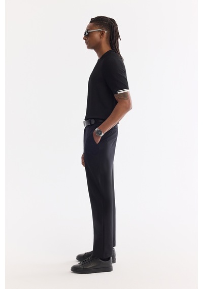 Avva Erkek Siyah Polo Yaka Fermuarlı Rayon Karışımlı Regular Fit Triko T-shirt A61y5009