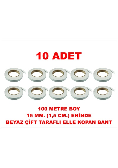 Çift Taraflı Beyaz Bant 100 M. 15 Mm 10 Adet