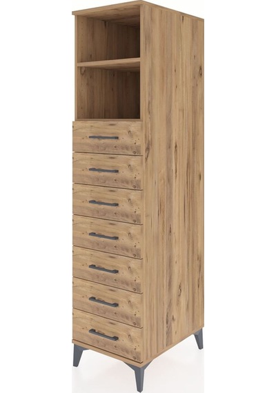 Kronos Dolap 2 Raflı 7 Çekmeceli 44x59x182 Çam-çam Çam