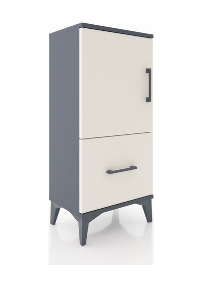 Arges Komodin 2 Raflı Tek Çekmeceli Tek Kapaklı 44x30x96 Antrasit-aytaşı Antrasit